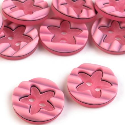 Galanterie: Knoflík květina 15,2 mm - růžová