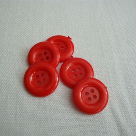 Galanterie: Plastový knoflík 21,6 mm - červená