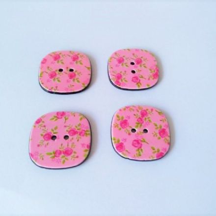 Galanterie: Plastový knoflík 22x22 mm - růžová