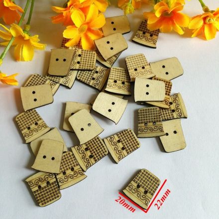 Galanterie: Dřevěný knoflík 20 x 22 mm (1ks)