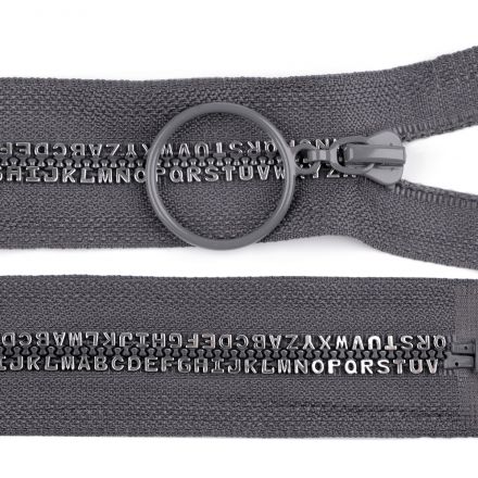 Galanterie: Kostěný zip šíře 5 mm délka 60 cm - šedá