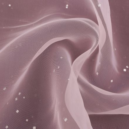 Metráž: Organza s hvězdičkami - růžová
