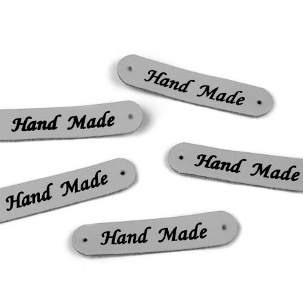 Galanterie: Nášivka / štítek Hand Made - šedá