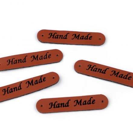 Galanterie: Nášivka / štítek Hand Made - hnědá
