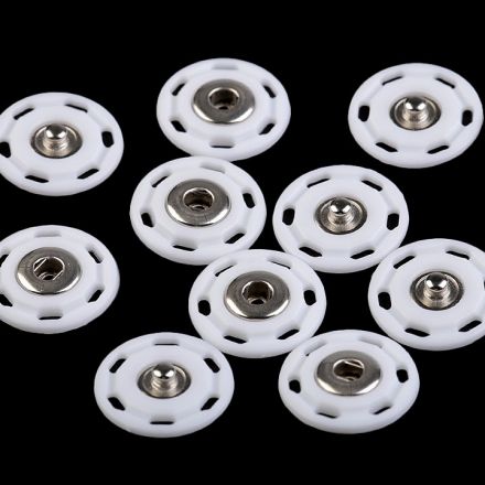 Galanterie: Designové patentky 25 mm (1 pár) - bílá
