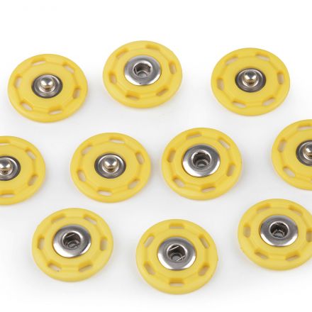 Galanterie: Designové patentky 25 mm (1 pár) - žlutá
