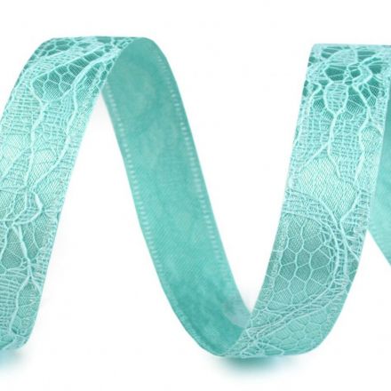 Galanterie: Stuha s krajkou šíře 13 mm (1m) - tyrkysová