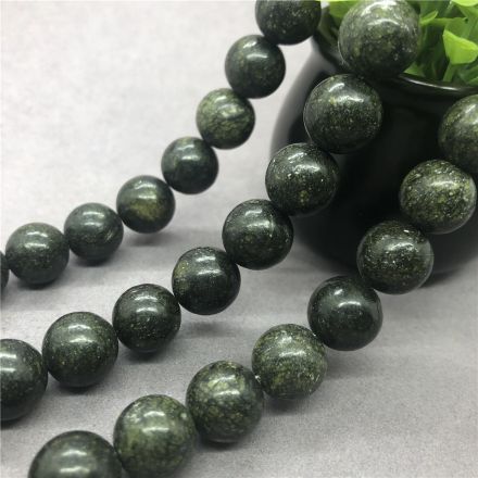 Galanterie: Minerální korálky Serpentin zelený 8 mm (10ks)