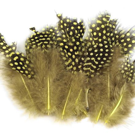 Galanterie: Slepičí peří délka 5 - 13 cm - khaki