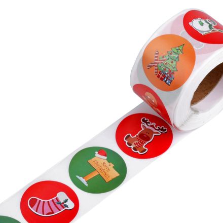 Galanterie: Vánoční papírové samolepky 38 mm (50ks)