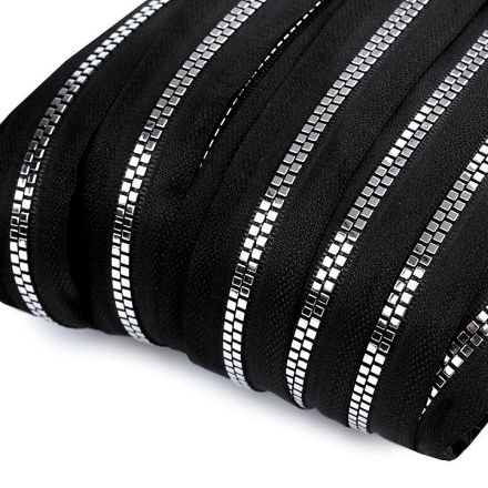 Galanterie: Zip kostěný šíře 5 mm kostičky (1m) - stříbrná