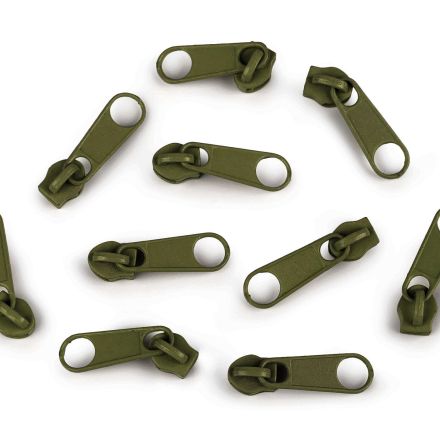 Galanterie: Jezdec ke spirálovým zipům 3 mm (1ks) - khaki