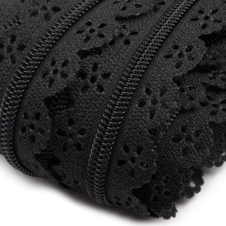 Galanterie: Zip krajkový spirálový šíře 3 mm (1m) - černá
