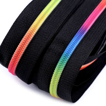 Galanterie: Duhový zip v metráži šíře 6 mm (1m) - černá