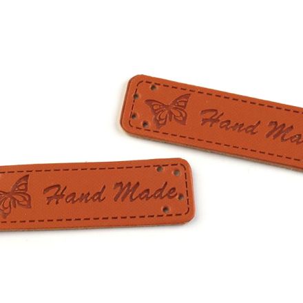 Galanterie: Nášivka / štítek Hand made (1ks) - hnědá
