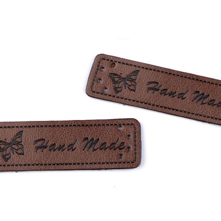 Galanterie: Nášivka / štítek Hand made (1ks) - hnědá tmavá