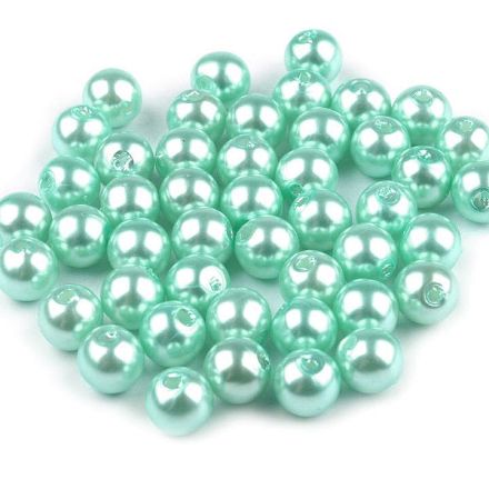 Galanterie: Plastové voskové korálky 6 mm (100ks) - mint