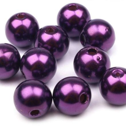 Galanterie: Plastové voskové korálky 10 mm (20ks) - fialová