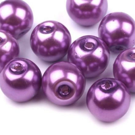 Galanterie: Plastové voskové korálky 10 mm (20ks) - fialová světlá