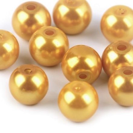 Galanterie: Plastové voskové korálky 10 mm (20ks) - žlutá