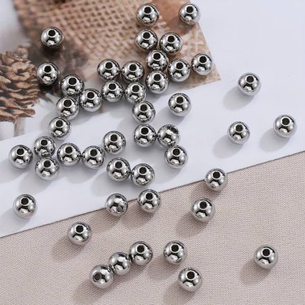 Galanterie: Plastové voskové korálky 6 mm (20g) - stříbrná