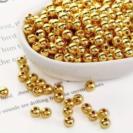 Galanterie: Plastové voskové korálky 6 mm (20g) - zlatá