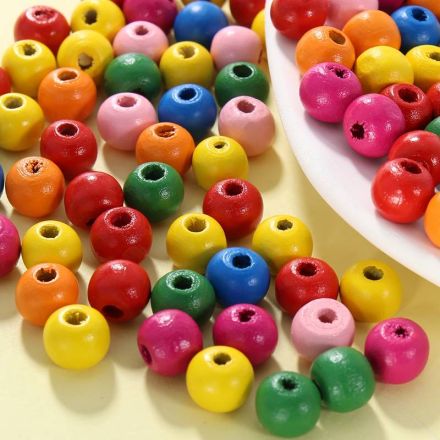 Galanterie: Dřevěné korálky 6 mm (20g) - mix