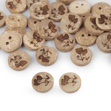 Galanterie: Knoflík kokos 11,5 mm (1ks) - tulipán