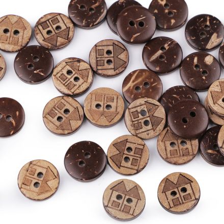 Galanterie: Knoflík kokos 12,8 mm (1ks) - domeček