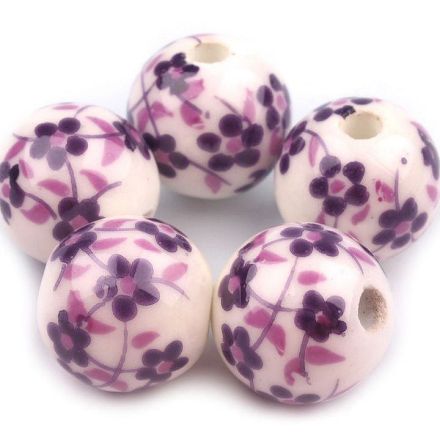 Galanterie: Porcelánové korálky 12 mm (1ks) - fialová