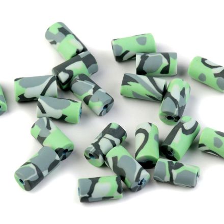Galanterie: Fimo korálky army 6x11 mm (10ks) - zelená