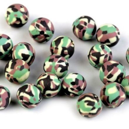 Galanterie: Fimo korálky army 8mm (5ks) 