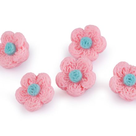 Galanterie: Knoflík 3D květ 17,3 mm (1ks) - růžová