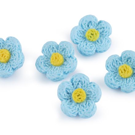 Galanterie: Knoflík 3D květ 17,3 mm (1ks) - modrá