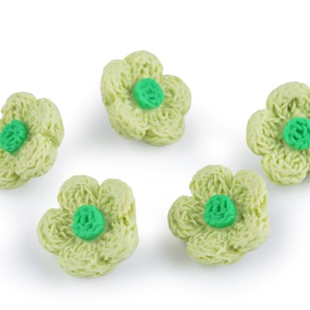 Galanterie: Knoflík 3D květ 17,3 mm (1ks) - zelená