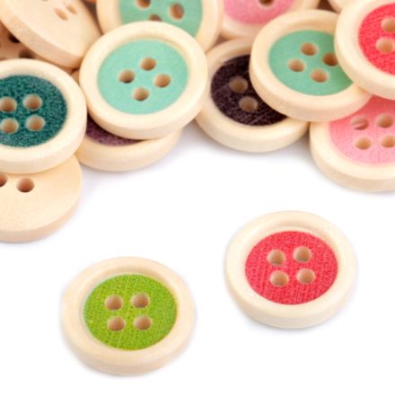 Galanterie: Dřevěný knoflík 15,3 mm (5ks) - mix