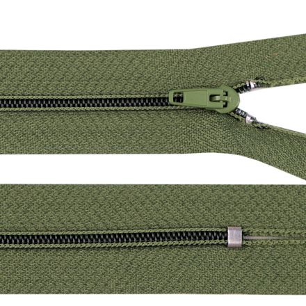 Galanterie: Spirálový zip délka 20 cm nedělitelný - khaki