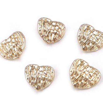 Galanterie: Kovový knoflík srdce 18,2 mm (1ks) - zlatý