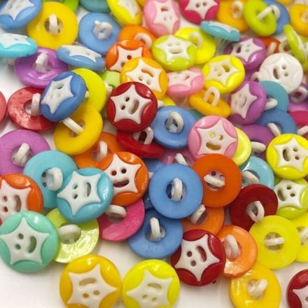Galanterie: Plastový knoflík hvězda 13 mm (5ks) - mix