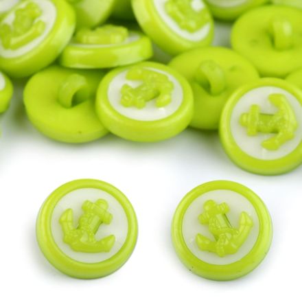 Galanterie: Plastový knoflík kotva 13 mm (1ks) - zelená