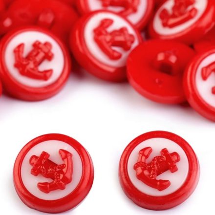 Galanterie: Plastový knoflík kotva 13 mm (1ks) - červená
