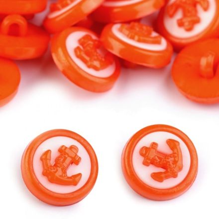Galanterie: Plastový knoflík kotva 13 mm (1ks) - oranžová
