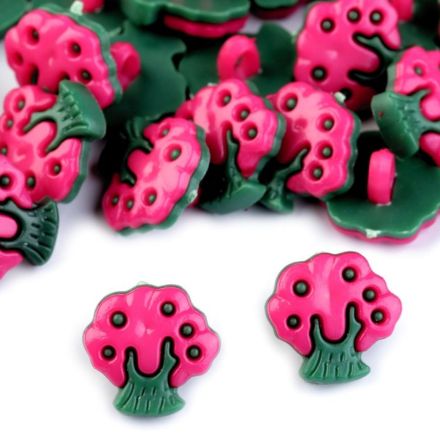 Galanterie: Plastový knoflík 13x13,5 mm (1ks) - růžová