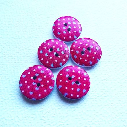 Galanterie: Dřevěný dekorační knoflík 19 mm (1ks) - růžová