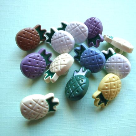 Galanterie: Plastové knoflíky ananas 20 mm (5ks) - mix