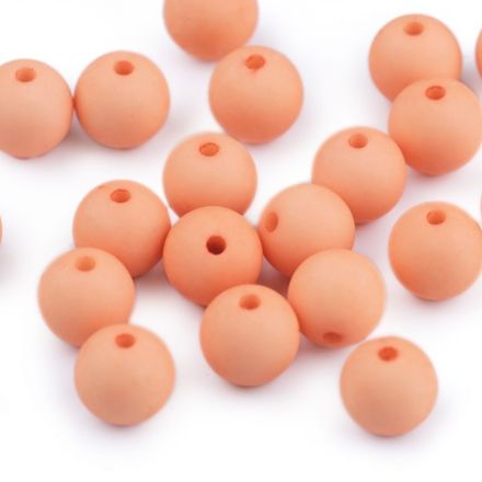 Galanterie: Plastové matné korálky 10 mm (20ks) - lososová