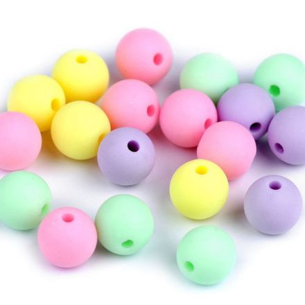 Galanterie: Plastové matné korálky 10 mm (18ks) - mix