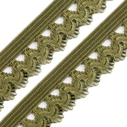 Galanterie: Ozdobná pruženka šíře 15 mm (1m) - khaki