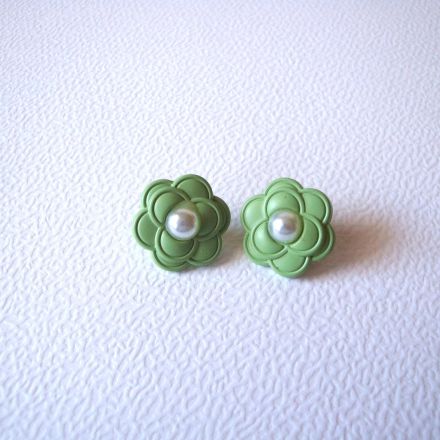 Galanterie: Plastový knoflík květ 17 mm (1ks) - zelená