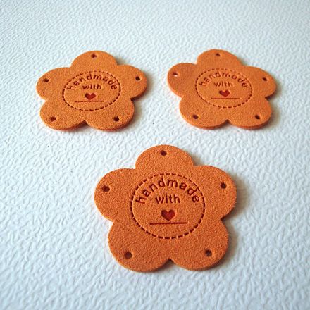Galanterie: Nášivka / štítek Handmade (1ks) - oranžová